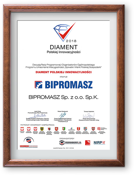 Bipromasz otrzymał Diament Polskiej Innowacyjnosci 2018